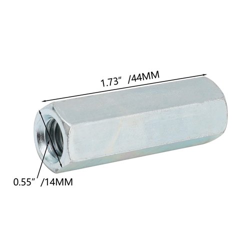 NIDAYE 10 Packs 3/8"-16 Rod Coupling Nuts, UNC Threaded Hex Coupling Nut，Length: 1-3/4"