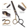 Hair Cutting Scissors Kit, Hair Scissors Professional Haircut Scissors with Stainless Steel Hair Shears, Thinning Shears, Haircut Accessories in Leather Case for Salon/Home- 10PCS Gold Black