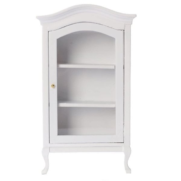 Dollhouse Furniture Display Shelf 1:12 Scale Miniature Bookshelf Cabinet Decoration Classic Wooden Storage for Mini Artificial House Accessories (White)