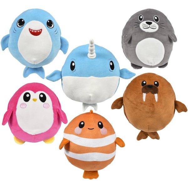 Forest & Twelfth 3 Pack Reversible Jungle Eggamals, 8.5 Inch Plush Toy Set, 2-in-1 Forest Stuffed Animals, Ideal as Kid's Gift, Party Favors, Kindergarten Gift, Birthday Gifts for Toddlers (Sea Life)