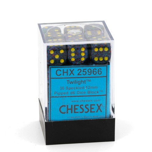 DND Dice Set-Chessex D&D Dice-12mm Speckled Twilight Plastic Polyhedral Dice Set-Dungeons and Dragons Dice Includes 36 Dice – D6