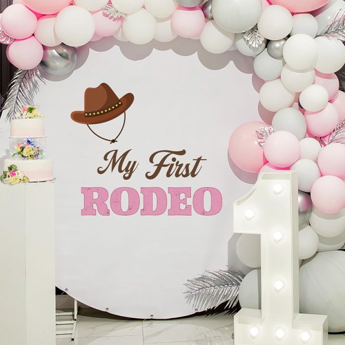 TaoBary My First Rodeo Decal Sign for Backdrop Cowboy Happy 1st Birthday Party Decorations One Birthday Sticker for Balloon Arch Decorations Party Sign Wall Decor(Girl)