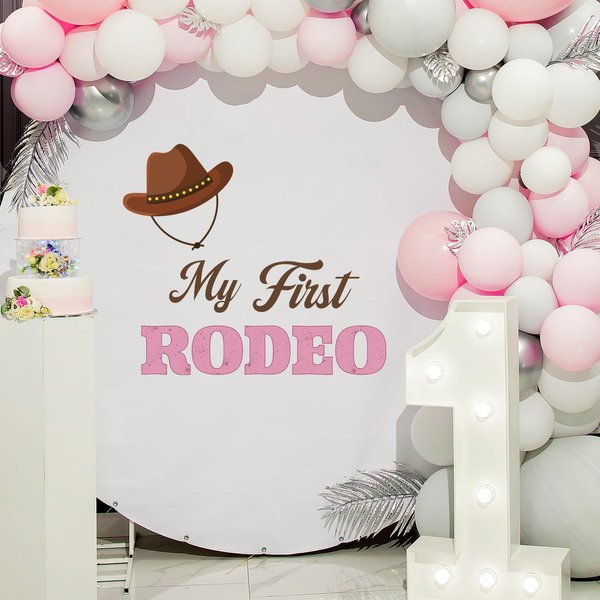 TaoBary My First Rodeo Decal Sign for Backdrop Cowboy Happy 1st Birthday Party Decorations One Birthday Sticker for Balloon Arch Decorations Party Sign Wall Decor(Girl)