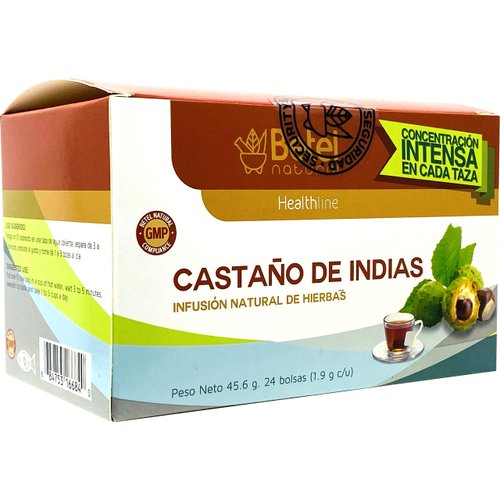 Premium Castanos de Indias (Horse Chestnut) Tea by Betel Natural - Promotes Healthy Circulation - 24 Tea Bags
