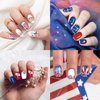 12 Sheets 4th of July Nail Wraps Stickers, Independence Day Full Nail Polish Strips, Memorial Day DIY Self-Adhesive Nail Art Decals Patriotic American Flag Pattern Decor with 2 Piece Nail Files (168 Pieces)