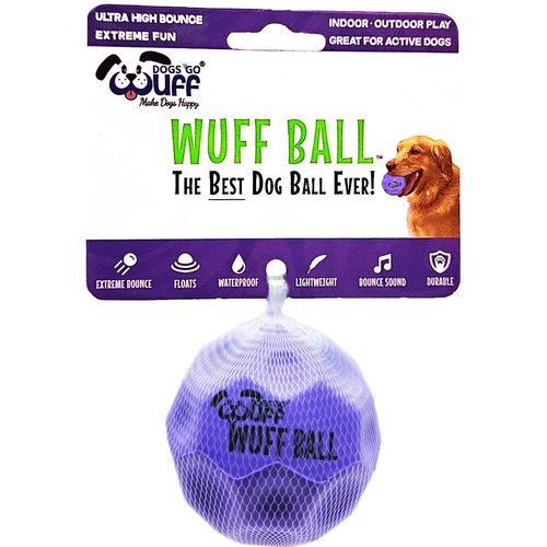 WUFF BALL - The Best Dog Ball Ever! Fun Durable Ultra Bouncy Purple Fetch Dog Toy, Fits Ball Launcher