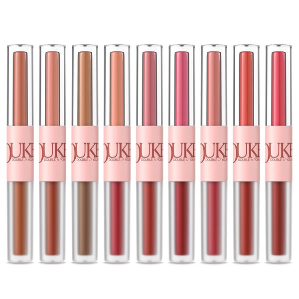 OUKEYA Liquid Lip Gloss Double Head - High-Shine, Long-lasting, Non-Sticky Formula - Moisturizing Lip Color for Smooth, Glossy Finish - Available in 8 Shades