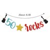 WeBenison 50 Rocks Birthday Banner Rock and Roll Music Theme 50th Birthday Banner / 50's Rock Guitar Birthday Party Decorations Glitter (50)