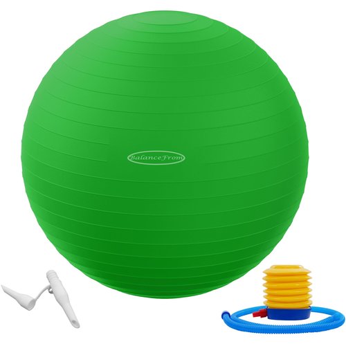 Fitvids Anti-Burst and Slip Resistant Exercise Ball Yoga Ball Fitness Ball Birthing Ball with Quick Pump, 2,000-Pound Capacity, Green, 26-inch, L