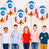 6 Pcs Rocket Balloons for Kids,Blue Rocket Foil Balloons,Outer Space Balloons,Flying Mylar Foil Balloons Space Decorations for Kids Baby Shower Universe Space Themed Birthday Party Decor