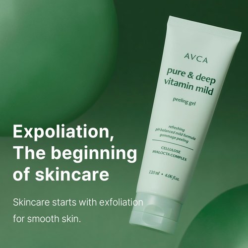 AVCA Facial Vitamin Peeling Gel - Korean Facial Cleanser, Low pH Formula for Facial Care - 8 Types Hyaluronic, Various Vitamins Minerals, Korea Skincare (120ml/4.06 fl.oz.)