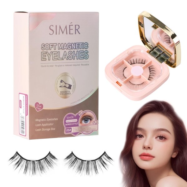 Soft Magnetic Eyelashes, Magnetic Eyelashes Without Eyeliner, Natural Look Reusable Dual Magnetic Lashes with Applicator, No Glue & No Makeup Remover Needed, Style 01