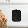 R HORSE 6Pcs Pot Holder with Pocket for Kitchen Black Pocket Pot Holder Set Cotton Heat Resistant Potholder Terry Cloth Coaster Kitchen Hot Pad Oven Mitts Hot Pads Trivet for Baking Cooking 7''x9''