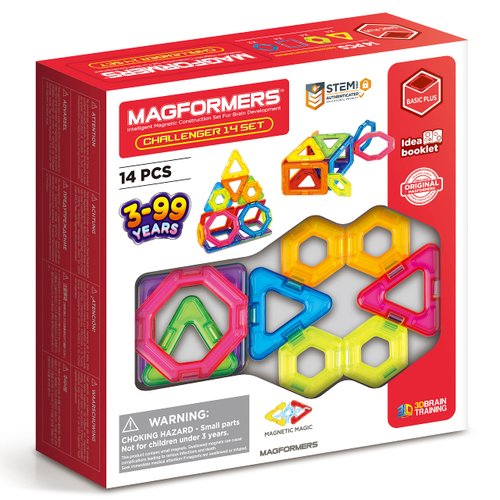 Magformers Challenger 14-Piece Set | Magnetic Tiles Building Blocks, Educational Kit, STEM Toy Set | Magnetic Building Tiles for Kids to Develop Problem-Solving Abilities and Shape Recognition