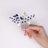 YERTTER Wedding Bridal Hair Comb decorative Rhinestone Bride Crystal Leaf Beads Comb Crystal Silver Handmade Updo Comb Clip Head Pieces for Women Flower Girls (Blue)