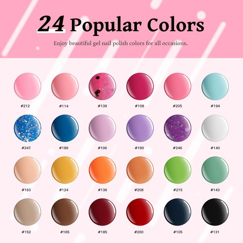 VANREESA 42 Pcs Gel Nail Polish Kit with U V Light 24 Colors Gel Nail Polish Set Glossy & Matte Top Coat Complete Gel Nail Kit with Manicure Tools for All Seasons Gifts for Women