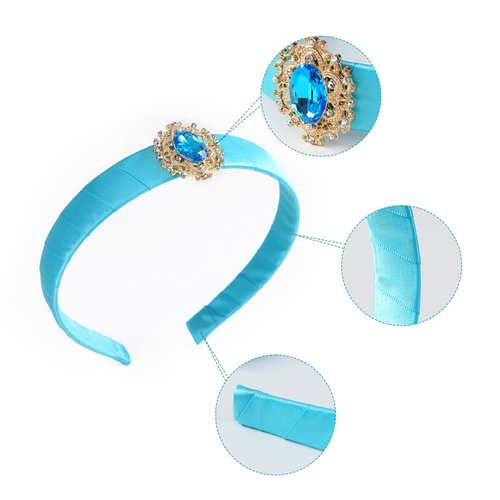 Women Princess Costume Accessories Headband Hair Ties Girls Dress Up Halloween Cosplay Party Supplies for Jasmine