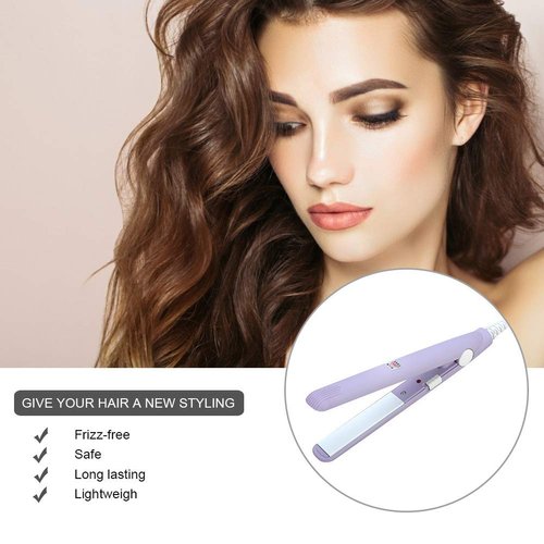 Mini Hair Straightener, Travel Size Straightening Iron Small Lightweight Portable Flat Iron Heating Curler Ceramic Tourmaline Plate Beauty Quick & Easy Hair Styling for Women Men,