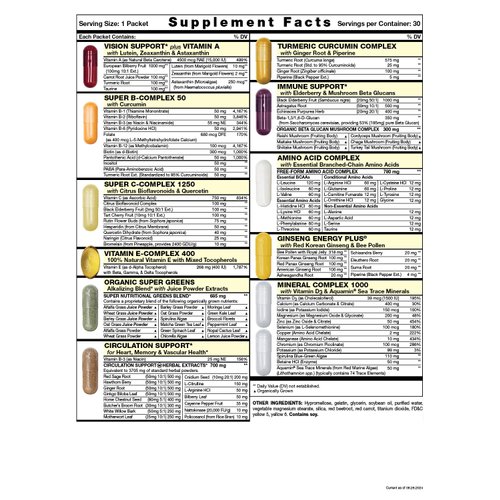 Ultra Start Complete Daily Vitamin Pack | Anti-Aging, Stress Support, Immune Booster | Vitamin A, B, C, D, E, Biotin, Minerals, Elderberry, Beta Glucans, Mushrooms, Amino Acids, Turmeric (30 Packets)