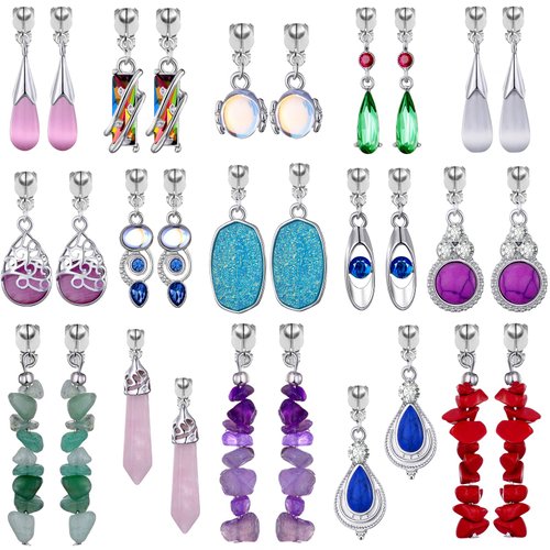 15 Pairs Silver Clip on Earrings Women Natural Stone Earring Crystal Earrings Dangle Earrings Earingings for Women