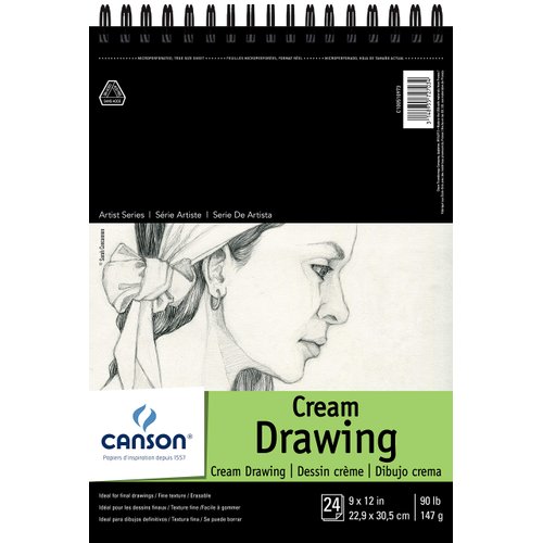 Canson Artist Series Cream Drawing Pad 9" x 12", Top Wire Bound, 24 Sheets (100510973)
