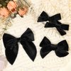 DEEKA 4 PCS Black Velvet Hair Bows 3 Styles 5" & 4" Handmade Hair Bow set for Toddler Girls Alligator Hair Clips Knot Bows Hair Accessories for Little School Girls (Black)