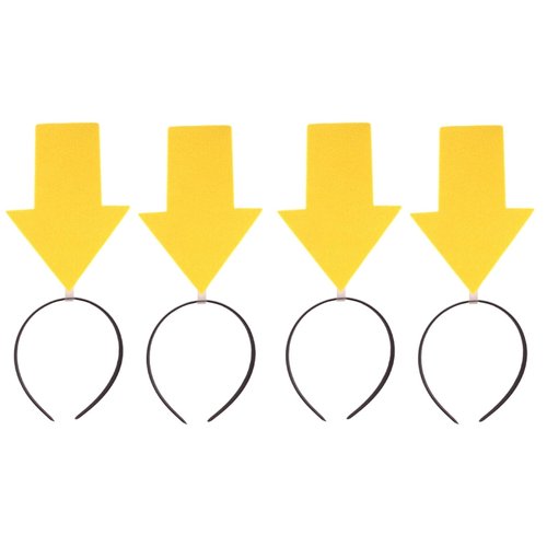 NOLITOY 4 Pcs Yellow Arrow Headband, Halloween Hair Hoop Funny Hair Band Hair Accessories for Party Supplies Photo Prop