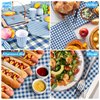 Gatherfun Disposable Paper Napkins Blue and White Gingham for Dinner Picnic and Parties (Pack of 50)
