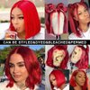 HD Transparent Pre Plucked Blunt Cut Red Bob Wigs Human Hair Lace Front Wigs With Baby Hair Natural Hairline Wear and Go Glueless Wigs Human Hair Pre Cut HD Lace Frontal Red Bob Wigs For Black Women