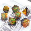 Haxtec Galaxy DND Dice Set Sharp Edge Dice with Dice Case Handmade Yellow Black Resin D&D Dice Set for TTRPGs Dungeons and Dragons Gifts