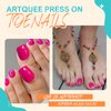 Artquee Hot Pink Fake Toenails Glossy Press on Toe Nails Short Square Shaped Toenail Cute Artificial Toes Nail Art False Tips for Women in 14 Sizes - 28Pcs Kit