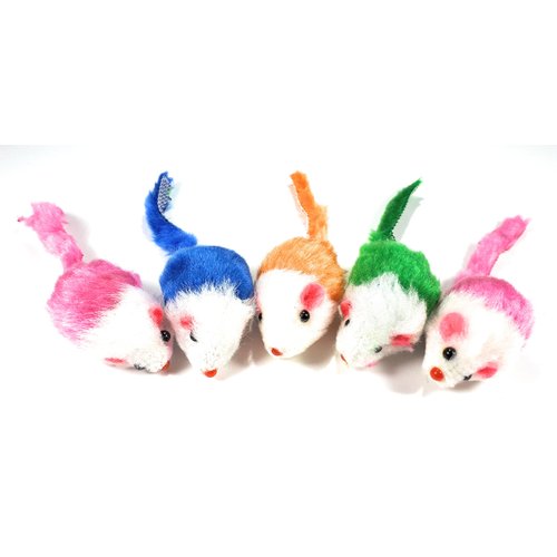 Play Fur Mice Cat Toys – Mixed Bag of 10 Play Mice with Rattling Sounds – 4 Color Variety Pack of Catnip Toy