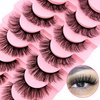 Russian Strip D Curl Lashes, Flu-ffy 17mm Fake Faux Mink Lashes that Look Like Extensions Curly Volume Wispy Eyelashes Natural Look 7 Pairs Pack(7P-E05)