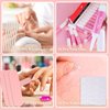 Press On Nail Tool Kit for Nail Business, Nail Prep Application Disposable Kit with Nail File, Nail Glue, Prep Pads, Instruction Card, Adhesive Nail Tabs, Wood Stick, Holographic Bag (20pcs in pink)