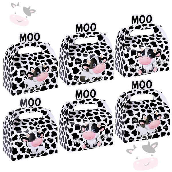 24pcs Cow Party Favors Treat Boxes Farm Animal Cow Goodie Gift Boxes Cow Birthday Party Decorations Cow Theme Party Treat Boxes Decorations for Farm Animal Theme Birthday Party Baby Shower Supplies