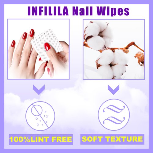 NXJ INFILILA Lint Free Nail Wipes, Nail Stuff for Nail Polish Remover 540Pcs Super Absorbent Dry Nail Polish Remover Pads Wipes Lint Free Wipes Cleaning Wipes Nail Salon Supplies