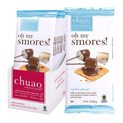 Chuao Chocolatier Oh My S'mores Milk Chocolate Bars | Gourmet Chocolate Artisan European No Preservatives | For Gift Baskets, Christmas, Valentines Day, Gifts for Women, Men, | 10 Pack