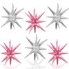 6 Pcs Star Foil Balloons One-Piece 14-Pointed Star Balloons 4D Starburst Cone Mylar Balloons 22inch Christmas Birthday Wedding Wedding Anniversary Party Supplies(Silver + Pink)
