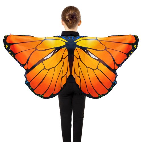 D.Q.Z Kids Monarch Butterfly Wings for Toddlers Girls Halloween Dress Up Costumes Children Fairy Party Favors (Orange)
