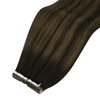 Sunny Hair Tape in Extensions Straight Skin Weft Tape in Hair Extensions Invisible Tape in Hair Extensions Human Hair 20Pcs Hair Extensions Real Human Hair Darkest Brown Balayage Medium Brown 16inch