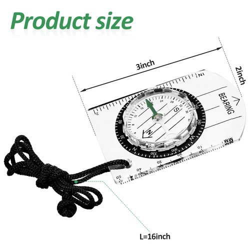 BBTO 9 Pieces Orienteering Compass Hiking Backpacking Camping Compass Map Reading Outdoor Waterproof Compass for Scout Kids Women (Semiellipse Compass)