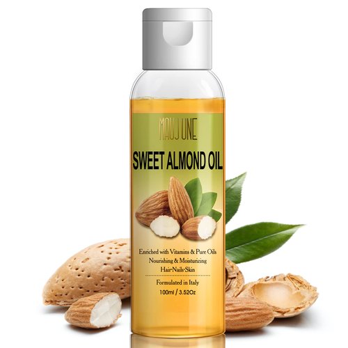 Sweet Almond Hair Oil Moisturizing Hair Serum for Frizzy Hair Infused with Castor Oil, Nails Body SkinCare Vitamins Oil for anti-Dry, Anti-Frizz