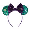 WOVOWOVO Mouse Ears Headbands for Women Girls Sparkle Purple Bow Hairbands Christmas New Year Cosplay Costume Princess Party Decorations