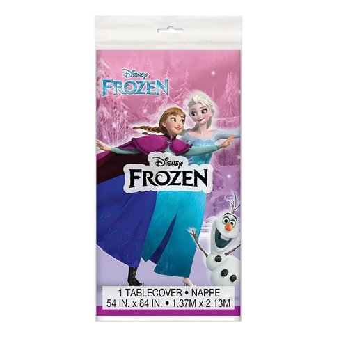 Frozen Princess Elsa Anna Birthday Party Supplies Bundle Pack for 16 includes Dessert Cake Paper Plates, Napkins, Table Cover