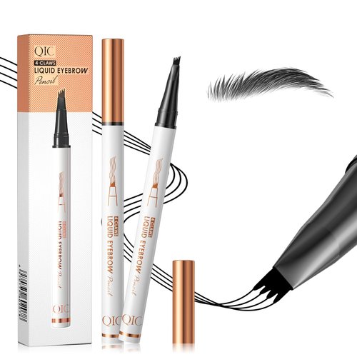 2024 New Magic Eyebrow Pencil,3D Waterproof Microblading Eyebrow Pen with 4 Fork Tip,Natural Makeup Long-Lasting Eyebrow Pencil,Makeup Fine Stroke Eyebrow Tattoo Pencil(Black-C)