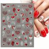 Valentines Day Nail Art Stickers Decals, Love Heart Nail Decorations, 3D Self-Adhesive Laser Red White Hearts Roses Lips Nail Supplies, Valentines Nail Accessories for Women Girls 8 Sheets