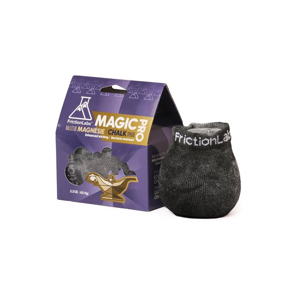 Friction Labs Magic Pro Chalk Sphere 2.2oz - Premium Moisture-Wicking Chalk Ball for Rock Climbing, Weight Lifting, Gymnastics, & Bowling - Mess Free Gym Chalk with Easy to Refill Sock