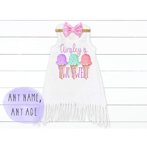 Girls Personalized Sweet Ice Cream Birthday Top any age