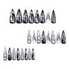 MISUD Press on Nails Long Stiletto Fake Nails Glossy Glue on Nails Almond Acrylic Nails Goth Black Artificial Nails Gothic Butterfly Stick on False Nails with Pearl Design 24 pcs