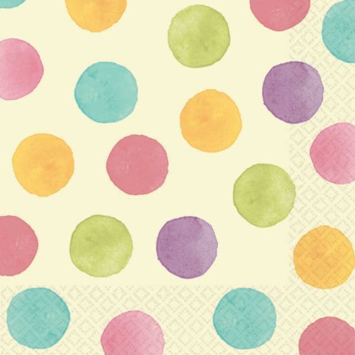 Amscan Decorative Soft Watercolors Party Beverage Paper Napkins (16 Pack), 5 x 5, Multicolored
